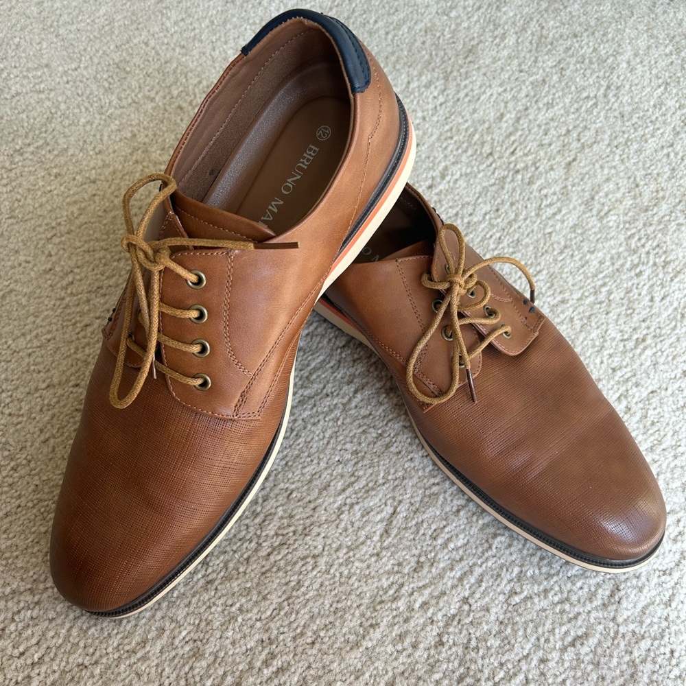 New Bruno Marc Men’s Brown Derby Shoes